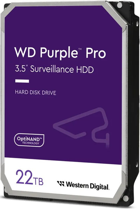 Жёсткий диск 22TB SATA 6Gb/s Western Digital WD221PURP Purple PRO 3.5" 7200 RPM 512MB AI для систем видеонаблюдения 22 ТБ