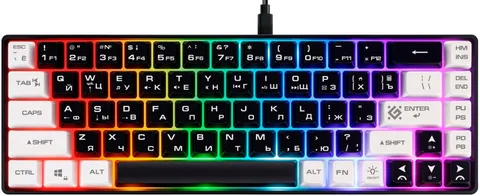 Клавиатура Defender Aris GK-349 RU 45344 черн/бел, 68кн+FN, радуж, 1.5м