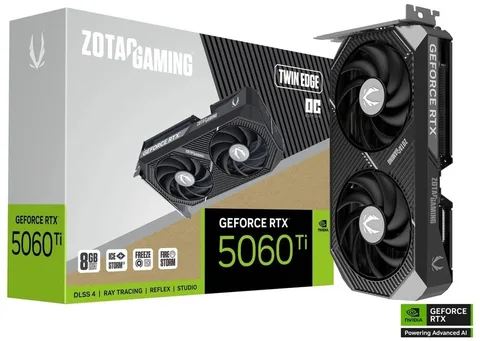 Видеокарта Zotac GeForce RTX 5060 TI TWIN EDGE OC 8 ГБ (ZT-B50610H-10M)