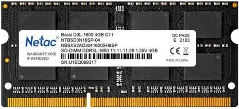 Оперативная память Netac NTBSD3N16SP-04 DDR3 SO-DIMM 4 ГБ 1600 МГц