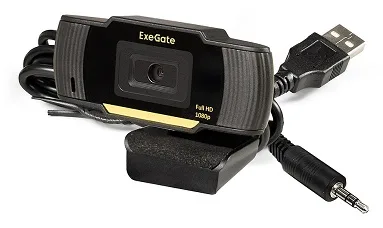 Веб-камера Exegate GoldenEye C920 Full HD EX286182RUS 1/3" 2 Мп, 1920х1080, 1080P, USB, микрофон с шумоподавлением, универсальное крепление, кабель 1,
