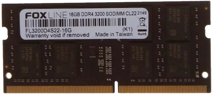 Оперативная память Foxline FL3200D4S22S-16G DDR4 SO-DIMM 16 ГБ (2×8 ГБ) 3200 МГц