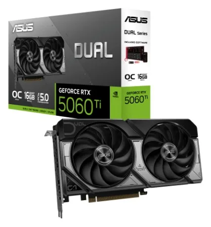 Видеокарта ASUS GeForce RTX 5060 TI DUAL OC 16 ГБ (90YV0MH0-M0NA00)