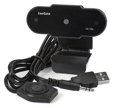 Веб-камера Exegate BlackView C525 HD EX287385RUS 1/3", 1.3 Мп, 1280х720, 720P, 30fps, 4-линзовый объектив, шторка, USB, микрофон с шумоподавлением, ка