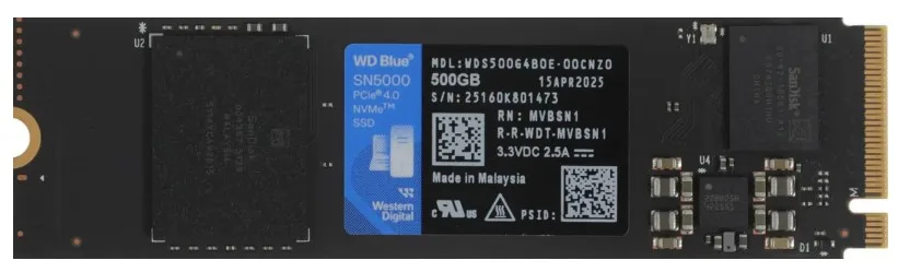 SSD Western Digital Blue SN5100 500 ГБ M.2 NVMe