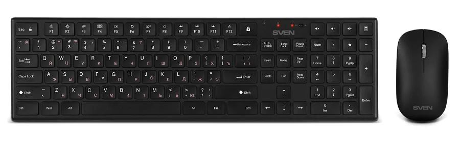 Клавиатура и мышь Wireless Sven KB-C2550W SV-021672 чёрные, тип клавиш ножничный (109 кл.,12Fn, 1000DPI, 2+1 кл.)