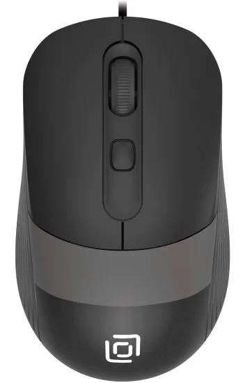 Мышь Oklick 310M черная/серая оптическая (2400dpi) USB для ноутбука (4but) (1869096)